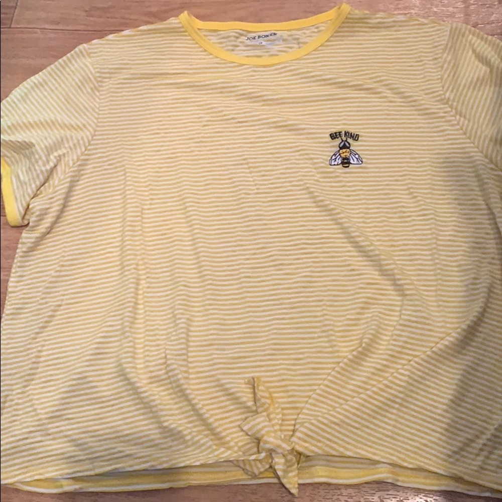 Striped yellow and white short sleeve bee shirt
